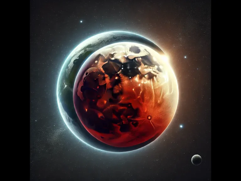 DALL·E 2024-12-25 18.58.47 - A realistic illustration of a lunar eclipse showing the Earth's shadow partially covering the Moon. The image highlights the red glow of the Moon, oft (1)