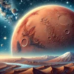 DALL·E 2025-01-04 22.22.18 - A detailed and realistic illustration of the planet Mars, showing its red, rocky surface with craters, valleys, and dust storms. Include the Olympus M (1)