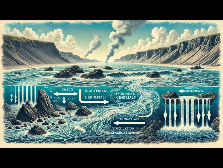 DALL·E 2025-01-08 08.42.48 - An artistic illustration of the ocean with a clear blue sky, showing the vast expanse of seawater with gentle waves. The scene should depict rocks and (1)