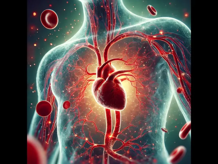 DALL·E 2025-02-03 09.56.40 - An artistic illustration of blood flowing inside the human body, depicting veins and arteries with a realistic yet visually engaging style. The image (1)